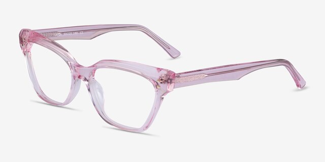 Layla Crystal Light Pink AcetateEyeglass Frames from EyeBuyDirect, Angle View