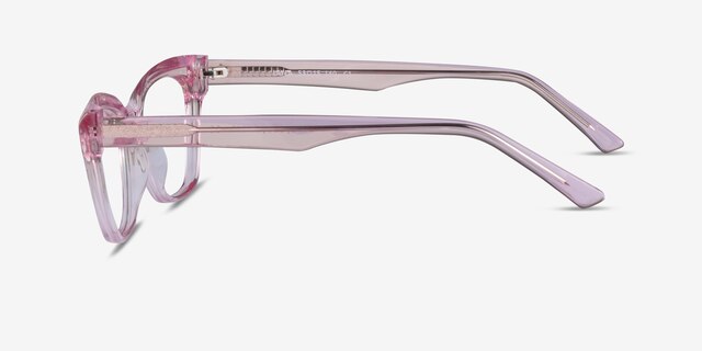 Layla Crystal Light Pink AcetateEyeglass Frames from EyeBuyDirect, Side View