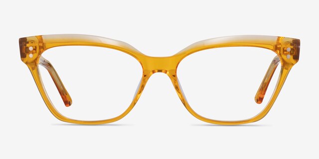 Layla Crystal Yellow AcetateEyeglass Frames from EyeBuyDirect, Front View