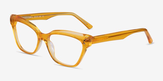 Layla Crystal Yellow AcetateEyeglass Frames from EyeBuyDirect, Angle View