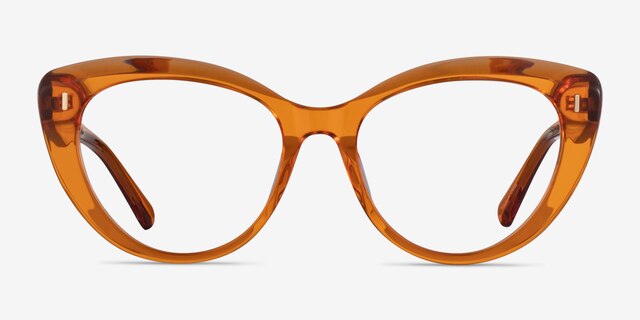 Kitty Crystal Orange AcetateEyeglass Frames from EyeBuyDirect, Front View