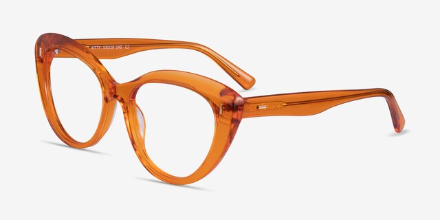 Kitty Crystal Orange AcetateEyeglass Frames from EyeBuyDirect, Angle View