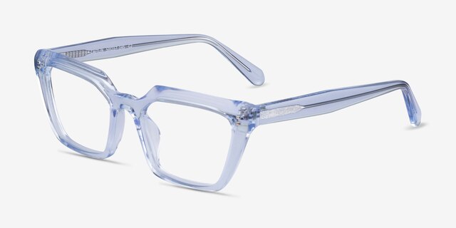 Caitlin Crystal Light Blue AcetateEyeglass Frames from EyeBuyDirect, Angle View