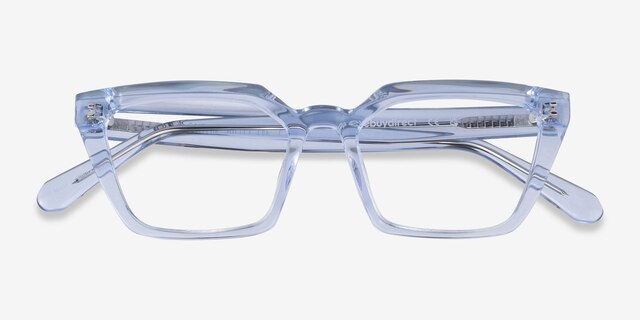 Caitlin Crystal Light Blue AcetateEyeglass Frames from EyeBuyDirect, Closed View