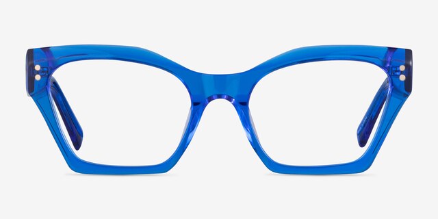 Elisa Crystal Blue AcetateEyeglass Frames from EyeBuyDirect, Front View
