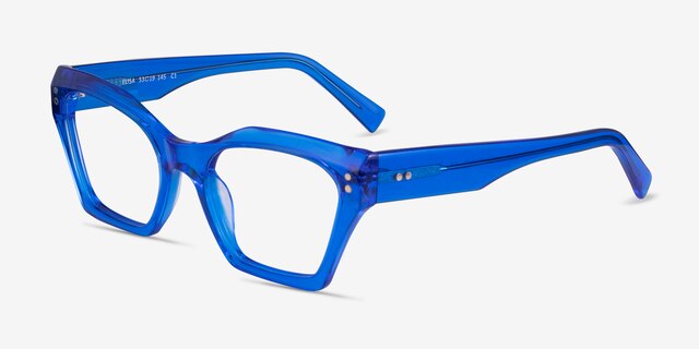 Elisa Crystal Blue AcetateEyeglass Frames from EyeBuyDirect, Angle View