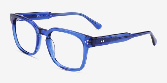 Dreams Crystal Blue AcetateEyeglass Frames from EyeBuyDirect, Angle View
