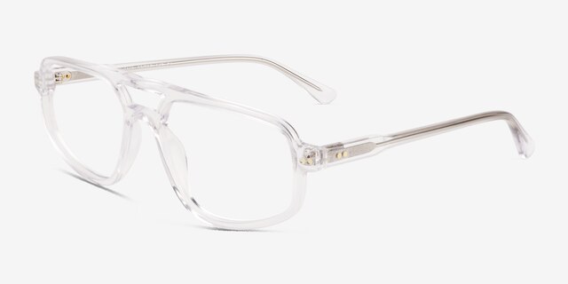 Meditate Crystal Clear AcetateEyeglass Frames from EyeBuyDirect, Angle View