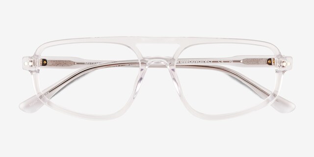 Meditate Crystal Clear AcetateEyeglass Frames from EyeBuyDirect, Closed View