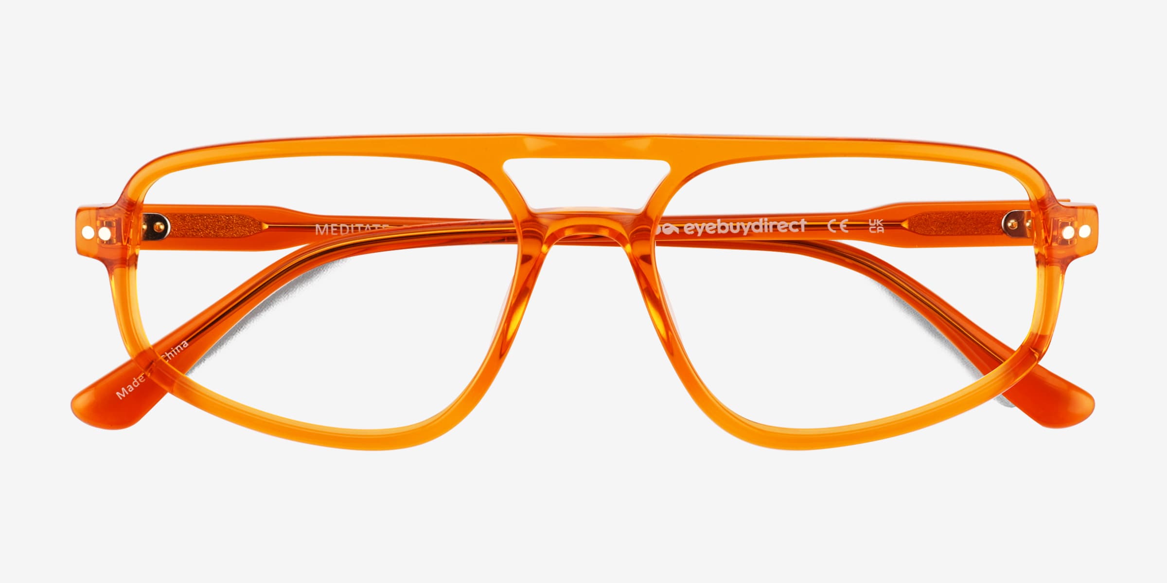 Meditate Aviator Crystal Orange Glasses for Men | Eyebuydirect