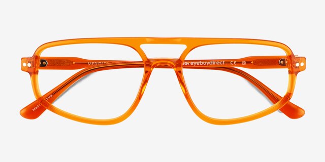Meditate Crystal Orange AcetateEyeglass Frames from EyeBuyDirect, Closed View