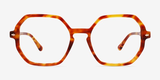 Attract Orange Tortoise AcetateEyeglass Frames from EyeBuyDirect, Front View