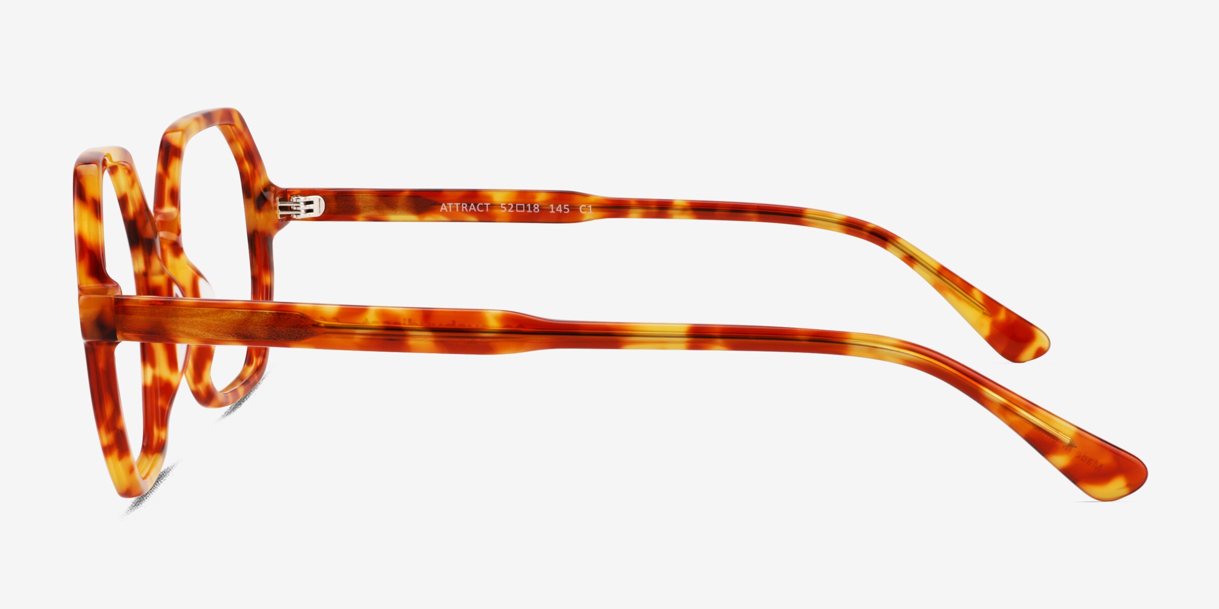 Attract Square Orange Tortoise Full Rim Eyeglasses 