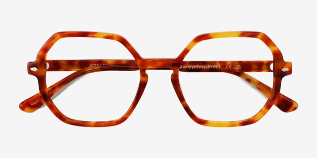 Attract Orange Tortoise AcetateEyeglass Frames from EyeBuyDirect, Closed View