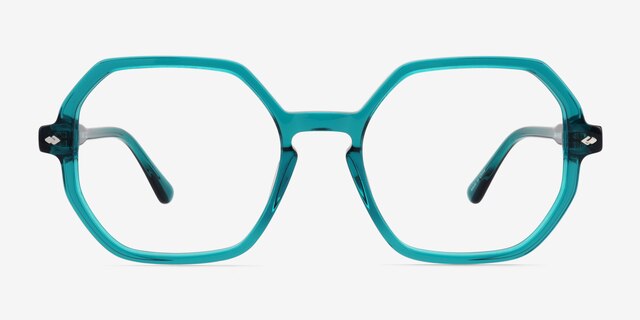 Attract Green Blue AcetateEyeglass Frames from EyeBuyDirect, Front View