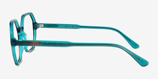 Attract Green Blue AcetateEyeglass Frames from EyeBuyDirect, Side View