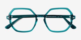 Attract Green Blue Acetate Eyeglass Frames from EyeBuyDirect, Closed View
