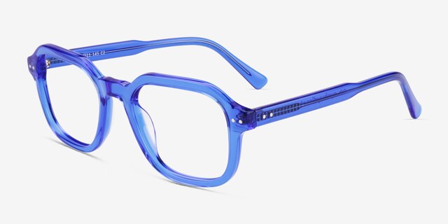 Kismet Crystal Blue AcetateEyeglass Frames from EyeBuyDirect, Angle View