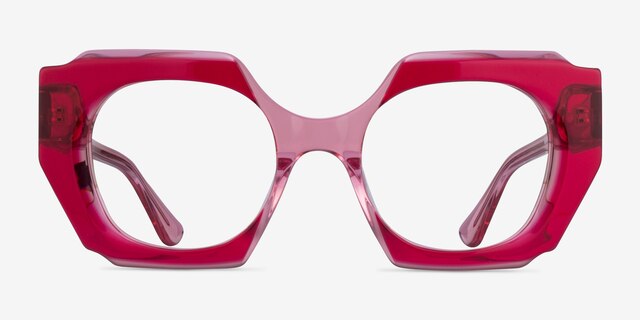 Intention Crystal Red Pink AcetateEyeglass Frames from EyeBuyDirect, Front View