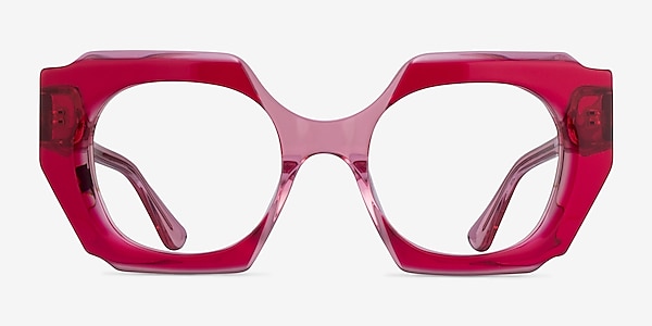 Intention Crystal Red Pink Acetate Eyeglass Frames