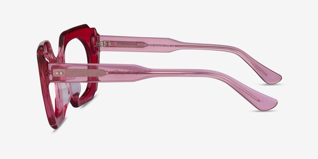 Intention Crystal Red Pink AcetateEyeglass Frames from EyeBuyDirect, Side View