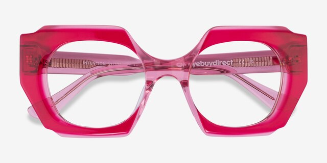 Intention Crystal Red Pink AcetateEyeglass Frames from EyeBuyDirect, Closed View