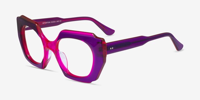 Intention Crystal Purple Pink AcetateEyeglass Frames from EyeBuyDirect, Angle View