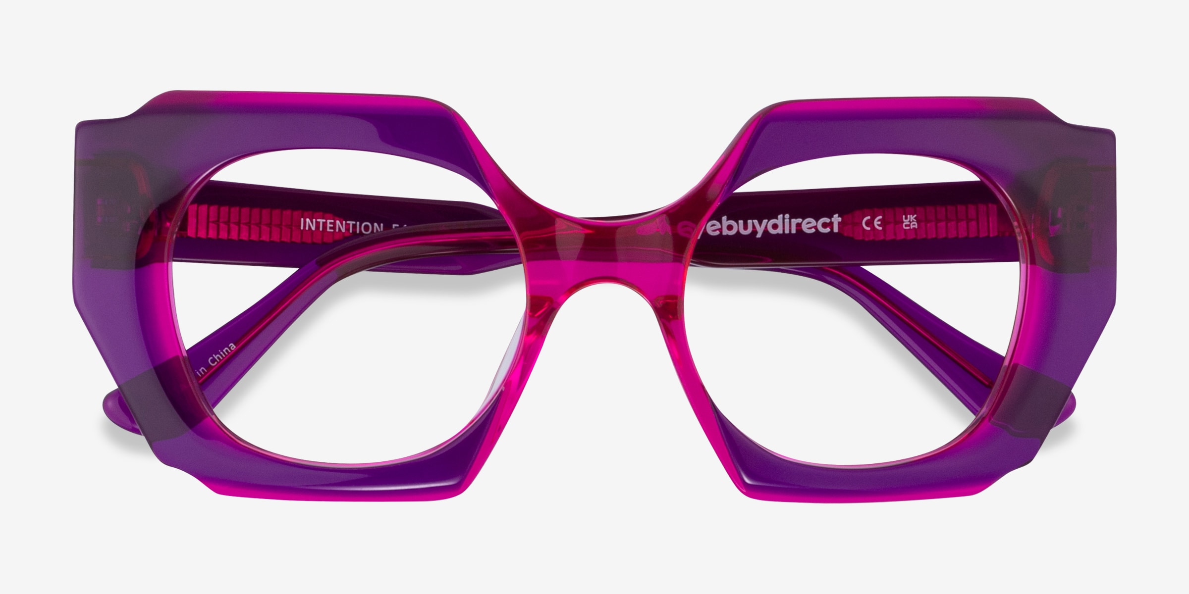 Intention Square Crystal Purple Pink Glasses for Women