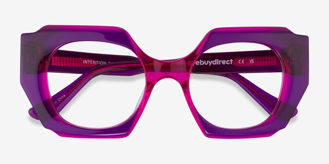 Intention Crystal Purple Pink AcetateEyeglass Frames from EyeBuyDirect, Closed View