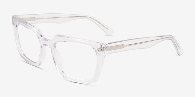 Wisdom Clear AcetateEyeglass Frames from EyeBuyDirect, Angle View
