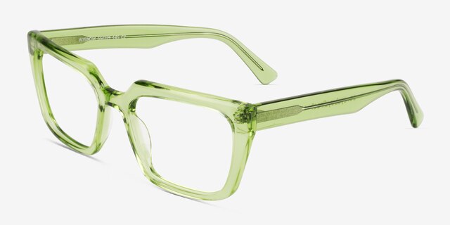 Wisdom Crystal Green AcetateEyeglass Frames from EyeBuyDirect, Angle View