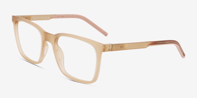Accelerate Matte Crystal Brown PlasticEyeglass Frames from EyeBuyDirect, Angle View