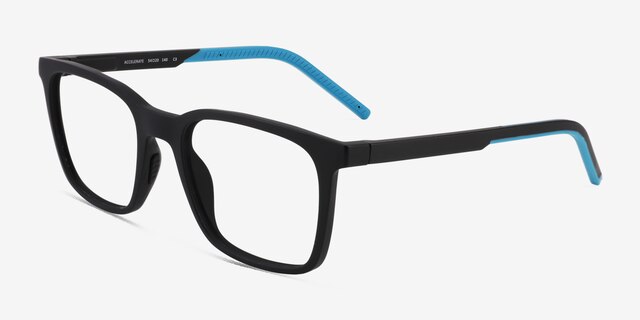 Accelerate Matte Black PlasticEyeglass Frames from EyeBuyDirect, Angle View