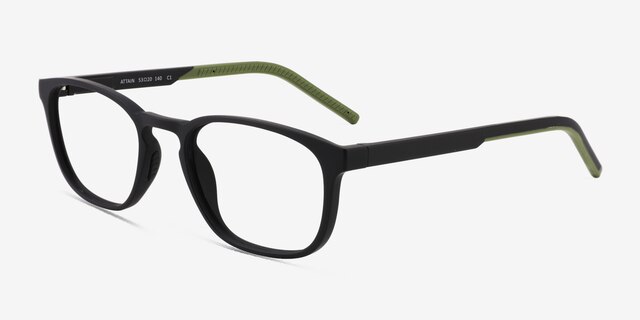 Attain Matte Black PlasticEyeglass Frames from EyeBuyDirect, Angle View