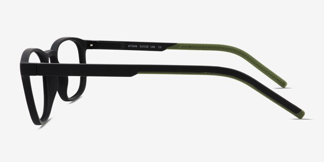 Attain Matte Black PlasticEyeglass Frames from EyeBuyDirect, Side View