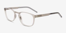 Attain Matte Crystal Gray Plastique Montures de lunettes de vue d'EyeBuyDirect, Vue d'Angle