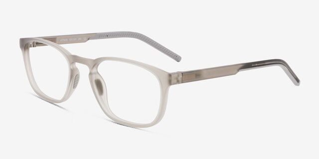 Attain Matte Crystal Gray PlasticEyeglass Frames from EyeBuyDirect, Angle View