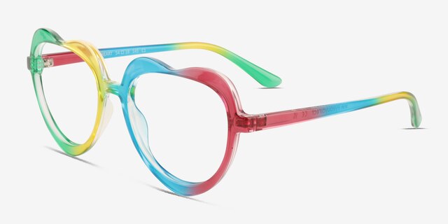 Rainbow Heart Rainbow PlasticEyeglass Frames from EyeBuyDirect, Angle View