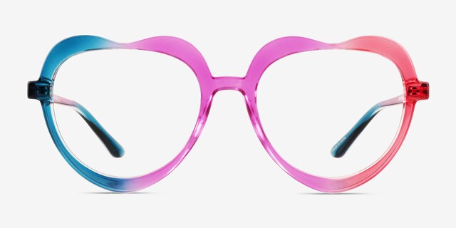 Rainbow Heart Purple Pink Rainbow PlasticEyeglass Frames from EyeBuyDirect, Front View
