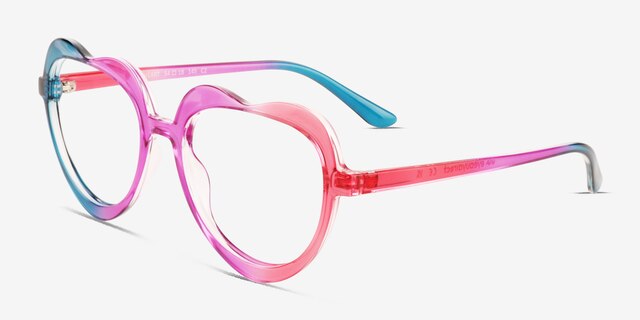 Rainbow Heart Purple Pink Rainbow PlasticEyeglass Frames from EyeBuyDirect, Angle View