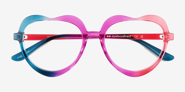 Rainbow Heart Purple Pink Rainbow PlasticEyeglass Frames from EyeBuyDirect, Closed View