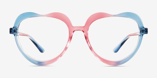 Rainbow Heart Blue Pink Plastique Montures de lunettes de vue