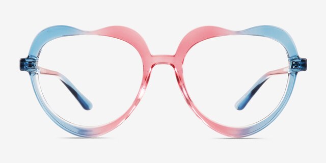Rainbow Heart Blue Pink PlasticEyeglass Frames from EyeBuyDirect, Front View