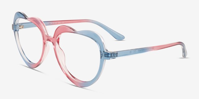 Rainbow Heart Blue Pink PlasticEyeglass Frames from EyeBuyDirect, Angle View