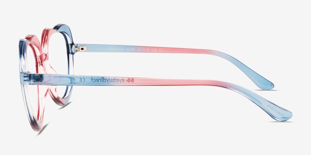 Rainbow Heart Blue Pink PlasticEyeglass Frames from EyeBuyDirect, Side View