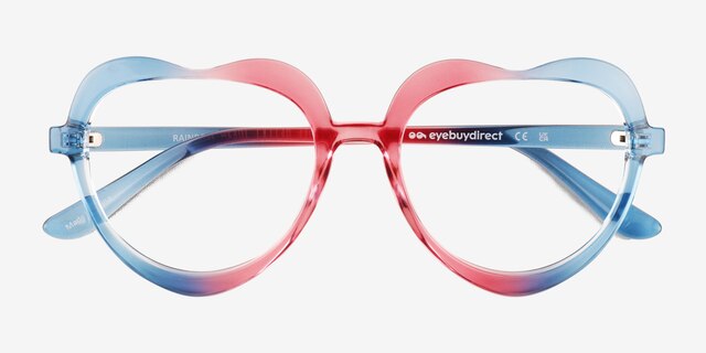 Rainbow Heart Blue Pink PlasticEyeglass Frames from EyeBuyDirect, Closed View