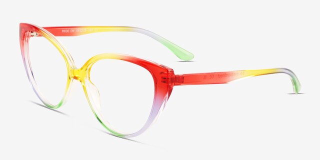 Pride On Multicolore PlastiqueMontures de lunettes de vue d'EyeBuyDirect, Vue d'Angle
