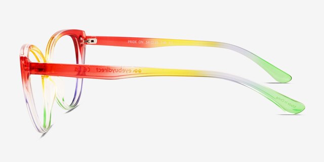 Pride On Multicolore PlastiqueMontures de lunettes de vue d'EyeBuyDirect, Vue de Côté