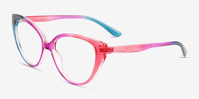 Pride On Purple Pink Rainbow PlasticEyeglass Frames from EyeBuyDirect, Angle View