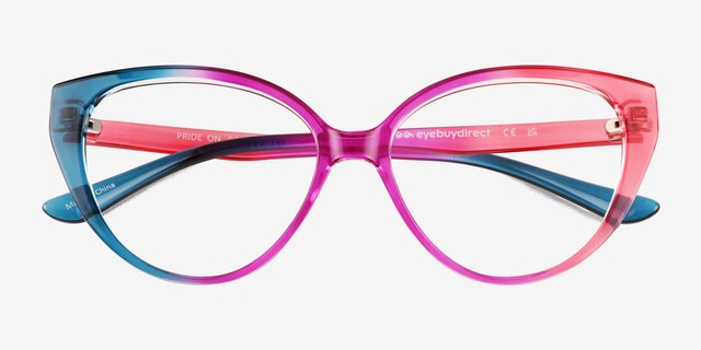Pride On Purple Pink Rainbow PlasticEyeglass Frames from EyeBuyDirect, Closed View